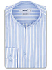 XOOS Men’s sky blue striped shirt with an open straight collar (Double Twisted)
