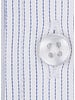 XOOS Chemise homme blanche à fines rayures navy et col droit ouvert
