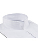 XOOS Men’s white shirt with fine navy stripes and an open straight collar