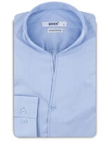 XOOS Chemise homme bleue à fines rayures bleues et col droit ouvert