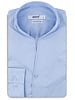 XOOS Chemise homme bleue à fines rayures bleues et col droit ouvert