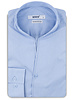 XOOS Men’s blue shirt with fine blue stripes and an open straight collar