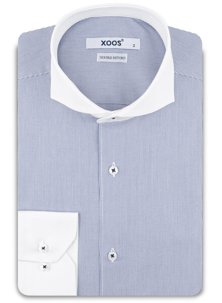 XOOS Chemise homme financière ciel à fines rayures et col Full Spread