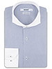 XOOS Men’s sky blue financial stripe shirt with a Full Spread collar