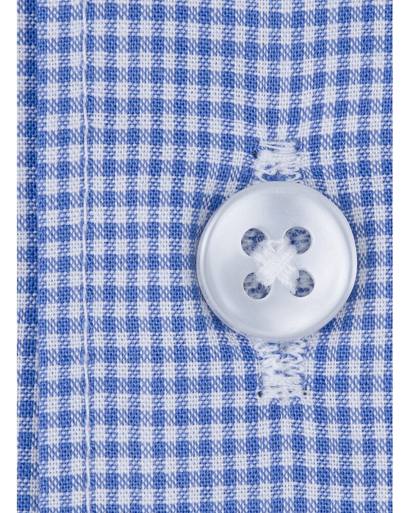 XOOS Men’s sky blue vichy checkered shirt with a Full Spread collar