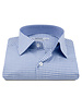 XOOS Men’s white shirt with small sky blue checks and chambray lining (Double Twisted)