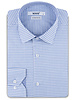 XOOS Chemise homme blanche à petits carrreaux ciel et doublure chambray (Double Retors)