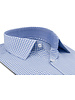 XOOS Chemise homme blanche à petits carrreaux ciel et doublure chambray (Double Retors)