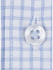 XOOS Men’s white cotton woven shirt with sky blue checks and chambray lining (Double Twisted)