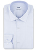 XOOS Men’s white cotton woven shirt with sky blue checks and chambray lining (Double Twisted)