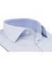 XOOS Men’s white cotton woven shirt with sky blue checks and chambray lining (Double Twisted)