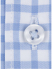 XOOS Men’s white shirt with sky blue checks and chambray lining (Double Twisted)