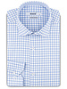 XOOS Men’s white shirt with sky blue checks and chambray lining (Double Twisted)
