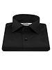 XOOS Men’s black cotton satin shirt with a cutaway collar