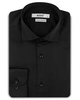 XOOS Chemise homme noir en satin de coton et col cutaway