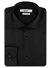 XOOS Men’s black cotton satin shirt with a cutaway collar