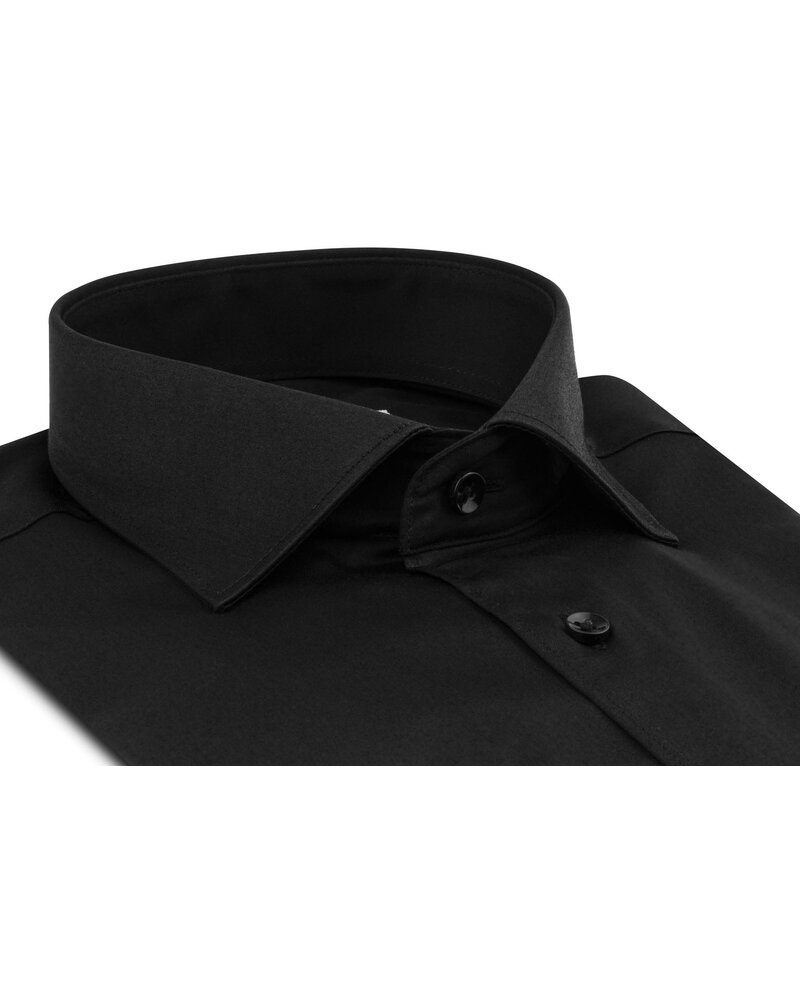 XOOS Chemise homme noir en satin de coton et col cutaway
