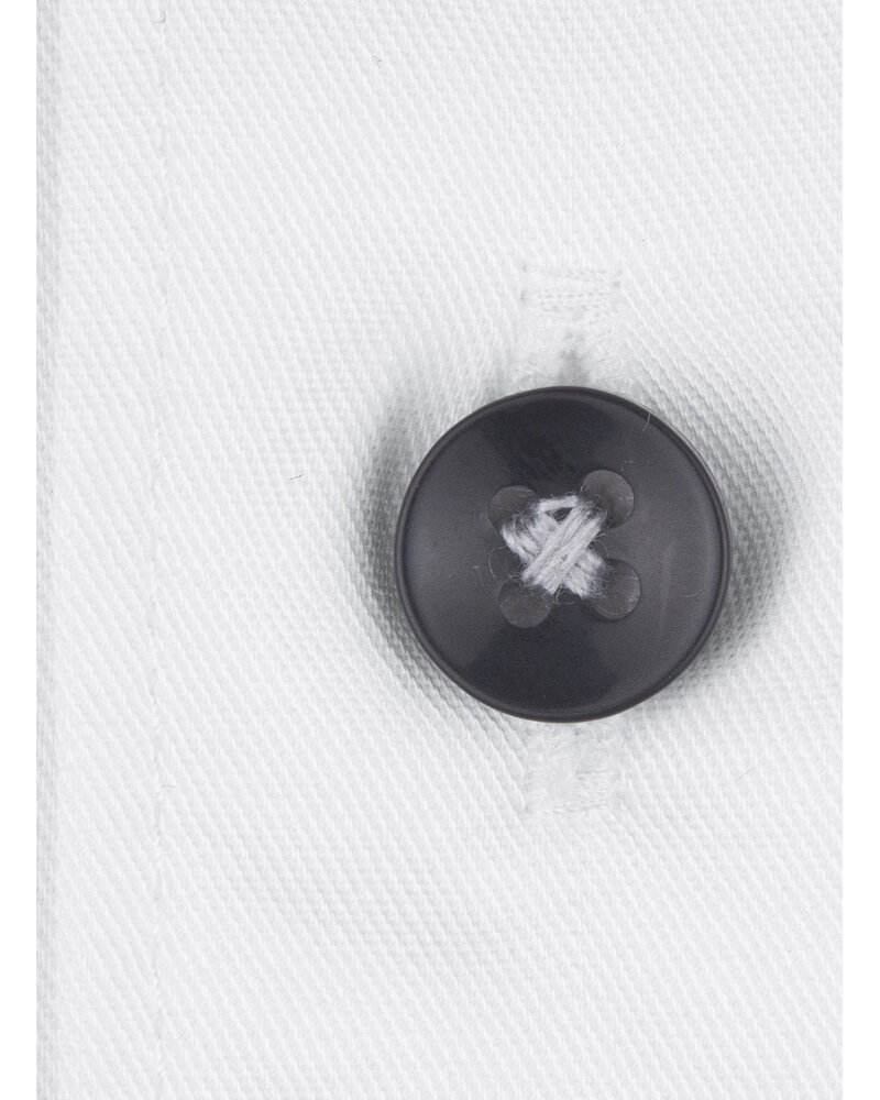 XOOS Men’s white shirt with grey houndstooth lining and matching multicolored buttons (Double Twisted)