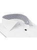 XOOS Men’s white shirt with grey houndstooth lining and matching multicolored buttons (Double Twisted)