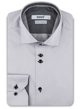 XOOS Men’s grey shirt with double-button placket and carbon-colored printed lining