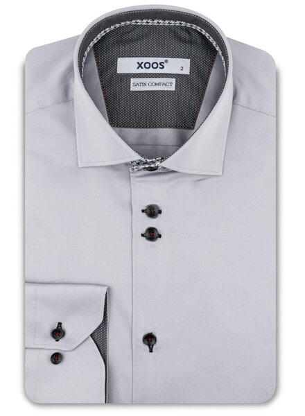 XOOS Chemise homme grise à double boutonnage et doublure carbonne et imprimée
