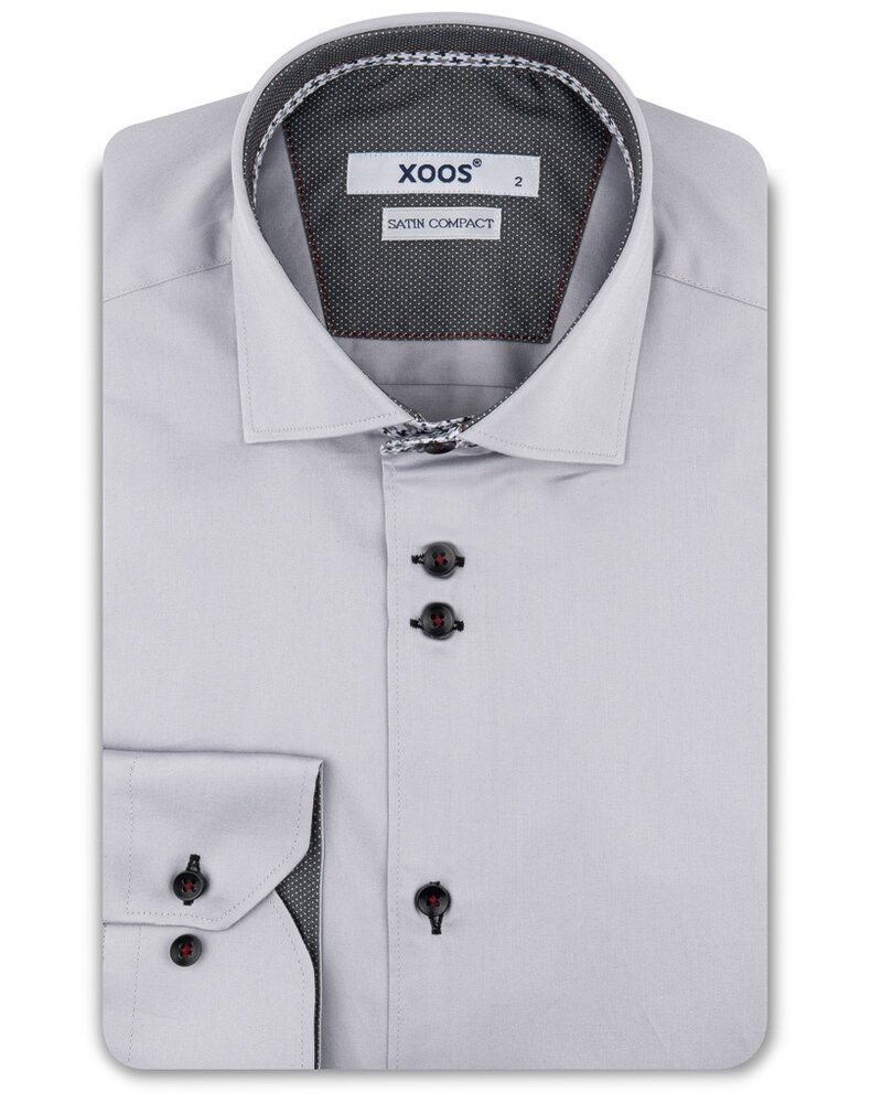 XOOS Chemise homme grise à double boutonnage et doublure carbonne et imprimée