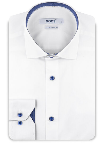 XOOS Men’s white shirt with blue micro-dot printed lining