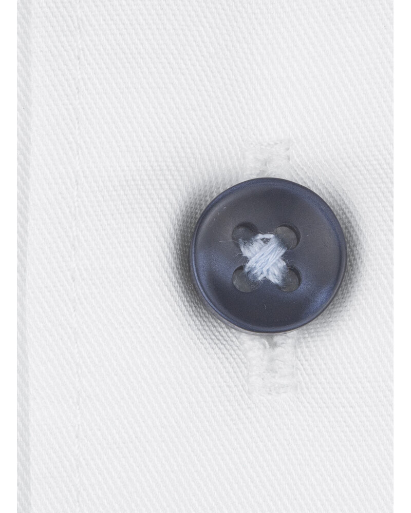 XOOS Men’s white shirt with sky blue printed lining and matching multicolored buttons (Double Twisted)