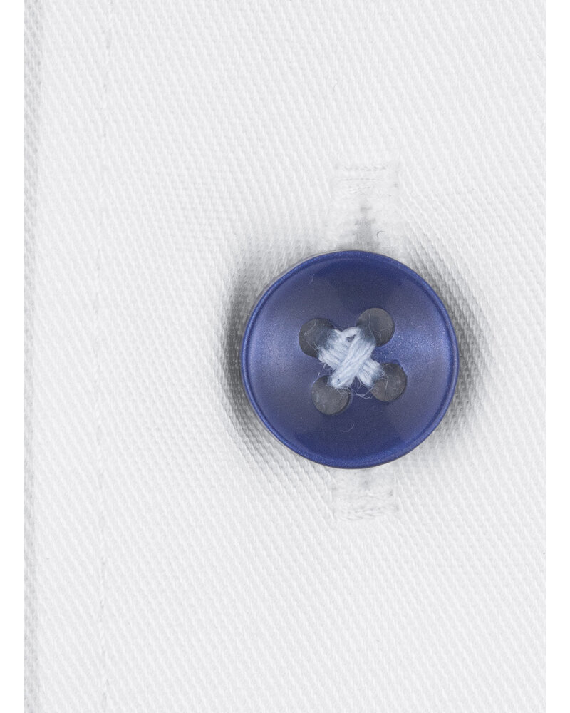XOOS Men’s white shirt with sky blue printed lining and matching multicolored buttons (Double Twisted)
