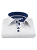 XOOS Chemise homme blanche à double boutonnage et doublure bleue et imprimée