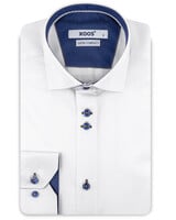 XOOS Chemise homme blanche à double boutonnage et doublure bleue et imprimée