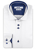 XOOS Men’s white shirt with double-button placket and blue printed lining