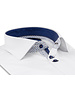 XOOS Chemise homme blanche à double boutonnage et doublure bleue et imprimée