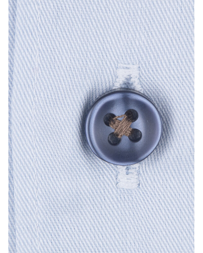 XOOS Chemise homme bleu diamant et doublure imprimée moutarde à micro pois (Double Retors)