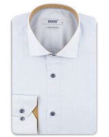 XOOS Men’s diamond blue shirt with mustard micro-dot printed lining (Double Twisted)