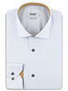 XOOS Chemise homme bleu diamant et doublure imprimée moutarde à micro pois (Double Retors)