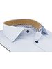 XOOS Chemise homme bleu diamant et doublure imprimée moutarde à micro pois (Double Retors)