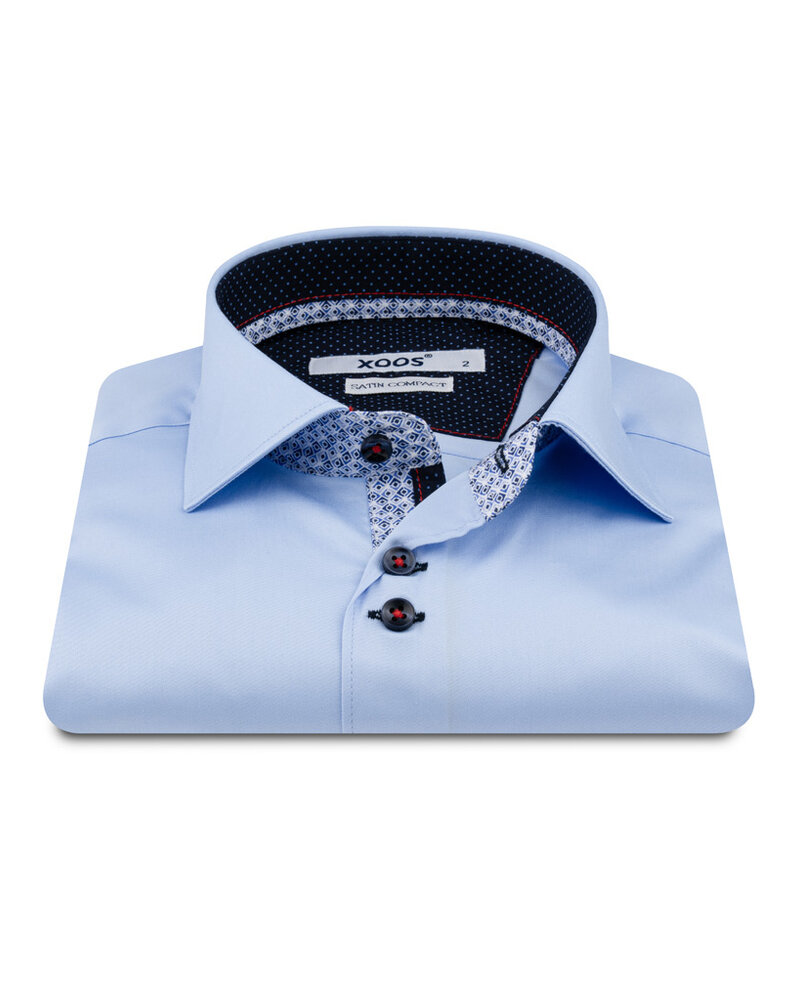 XOOS Chemise homme ciel à double boutonnage et doublure marine et imprimée