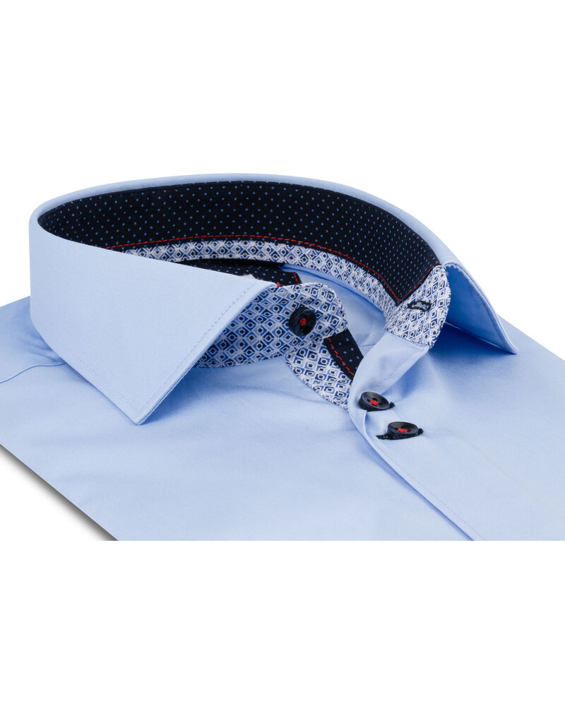 XOOS Chemise homme ciel à double boutonnage et doublure marine et imprimée