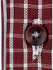 XOOS Men's shirt with a burgundy and sky-blue check-and-stripe patchwork