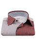 XOOS Chemise homme à patchwork carreaux et rayures rouge vin et ciel