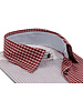 XOOS Chemise homme à patchwork carreaux et rayures rouge vin et ciel