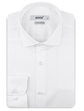 XOOS Men's white shirt with tonal micro-checks (Double Twisted)