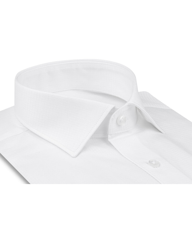 XOOS Men's white shirt with tonal micro-checks (Double Twisted)