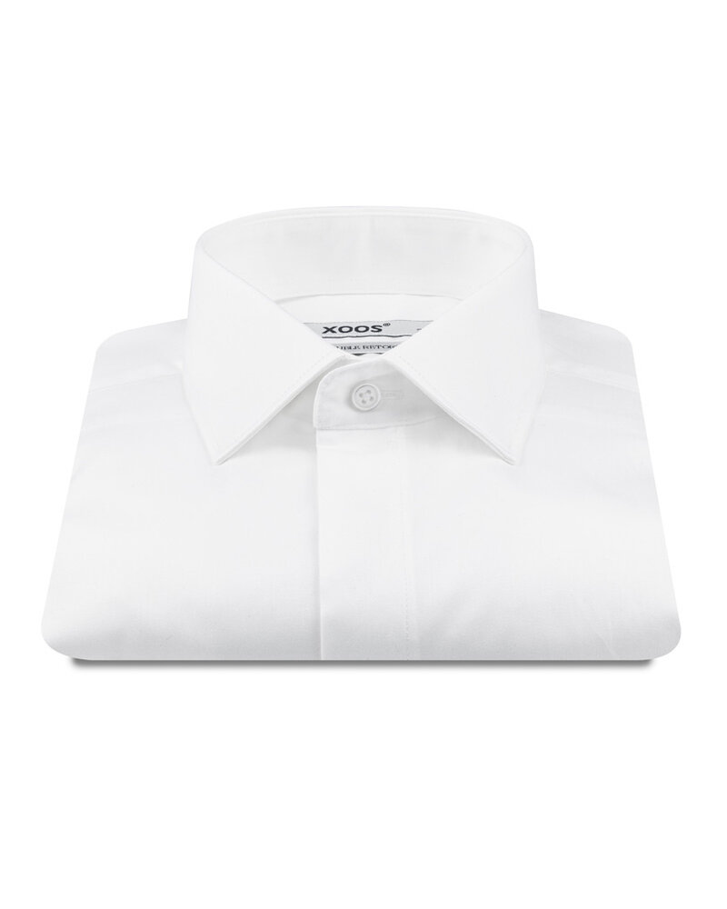 XOOS Men's white shirt with French collar and concealed placket (Double Twisted)