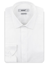 XOOS Chemise homme blanche à col Français et gorge cachée (Double Retors)