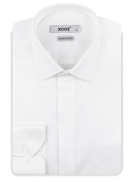 XOOS Chemise homme blanche à col Français et gorge cachée (Double Retors)