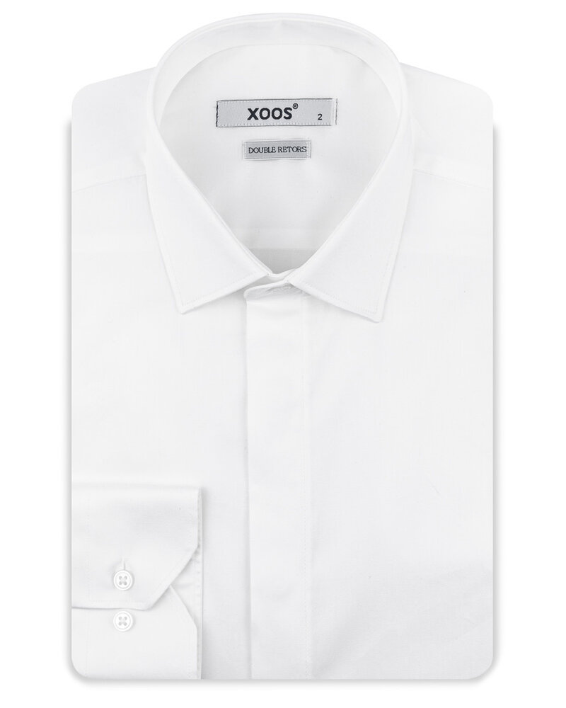 XOOS Men's white shirt with French collar and concealed placket (Double Twisted)