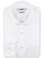 XOOS Chemise homme blanche à col Italien en Fin Twill (Double Retors)