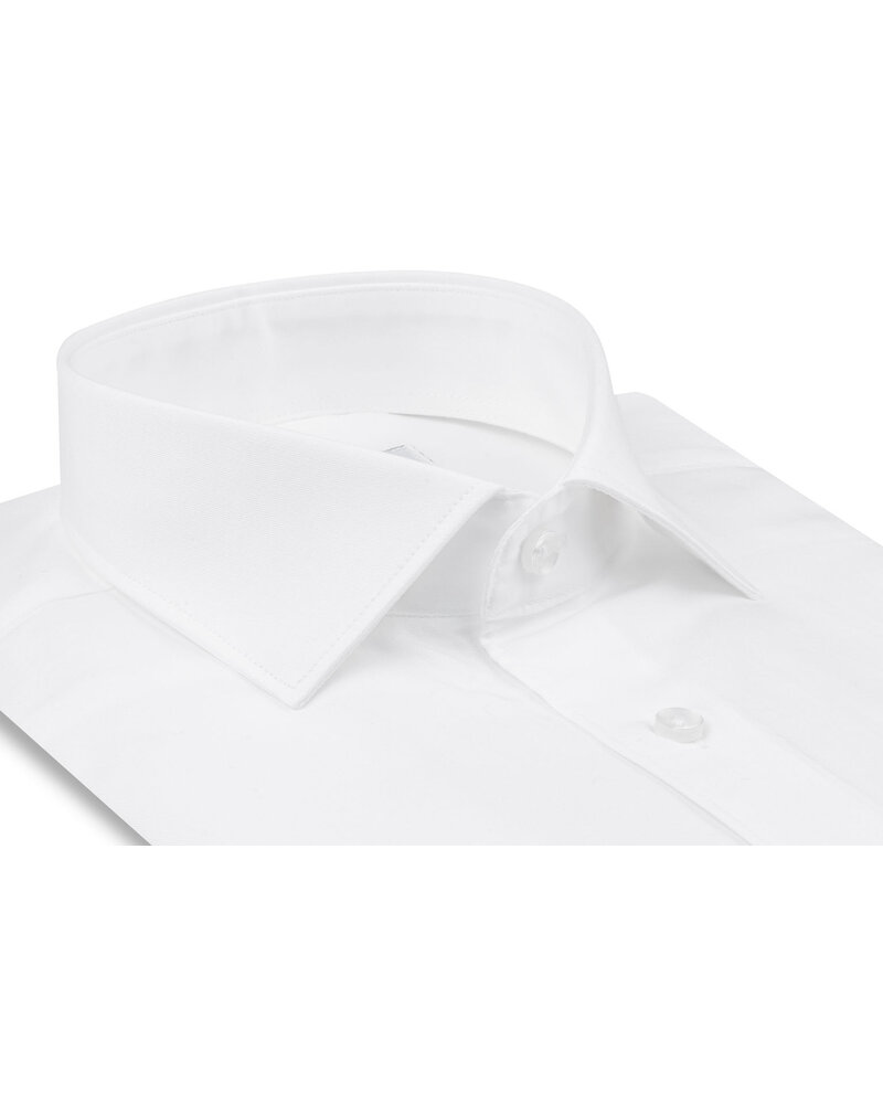 XOOS Chemise homme blanche à col Italien en Fin Twill (Double Retors)